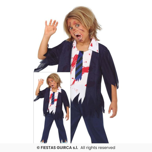 Zombie School Boy Kids Halloween Girls Student Fancy Dress Costume Age 3-12