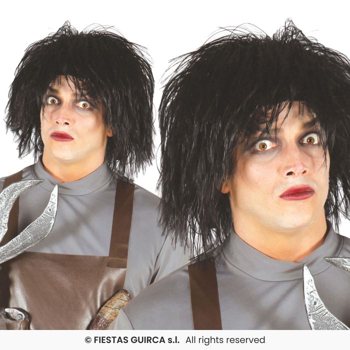Mens Scissor Wig Adults Black Halloween Messy Wig Fancy Dress Accessory