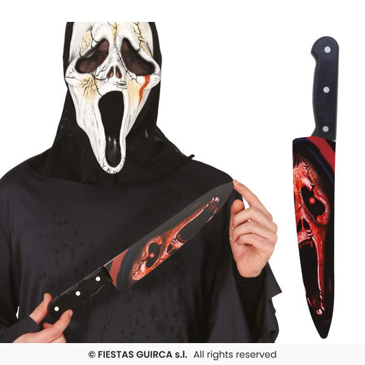 Red Ghost Knife Halloween Screamer Fancy Dress Knife Adults Kids Weapon Plastic