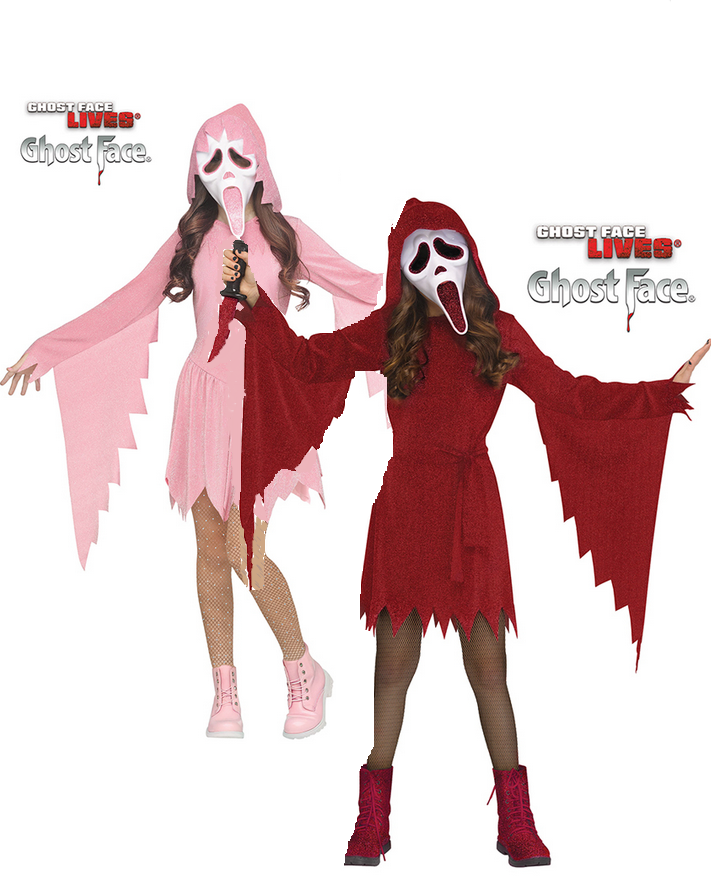 Ghost Face Scream Costume Fun World Official Girls Scream Fancy Dress + Mask