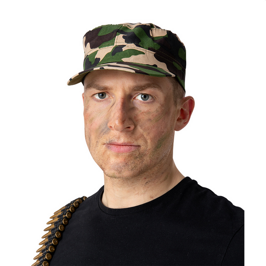Army Cap Military Adult Fancy Dress Accessory Mens Ladies Soldier New