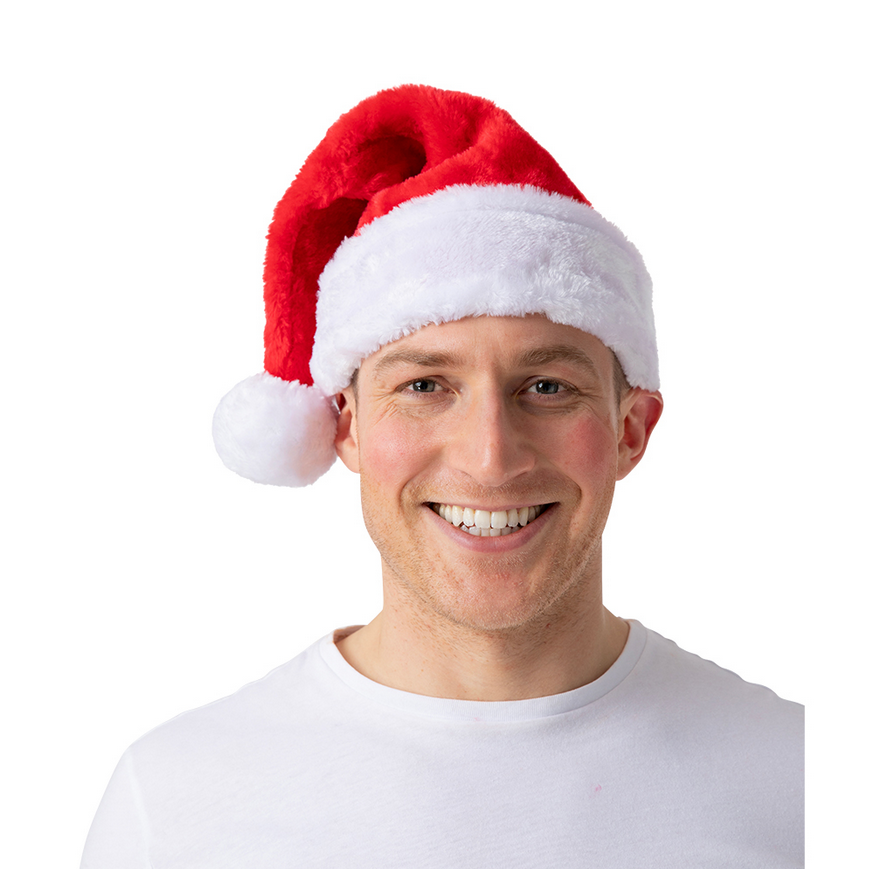 Santa Hat Super Deluxe Plush Christmas Adults Womens Mens Fancy Dress Accessory