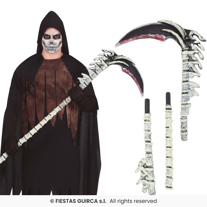 Bone Scythe Detachable 150cm Grim Reaper Fancy Dress Accessory Adults