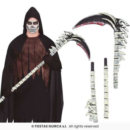 Bone Scythe Detachable 150cm Grim Reaper Fancy Dress Accessory Adults