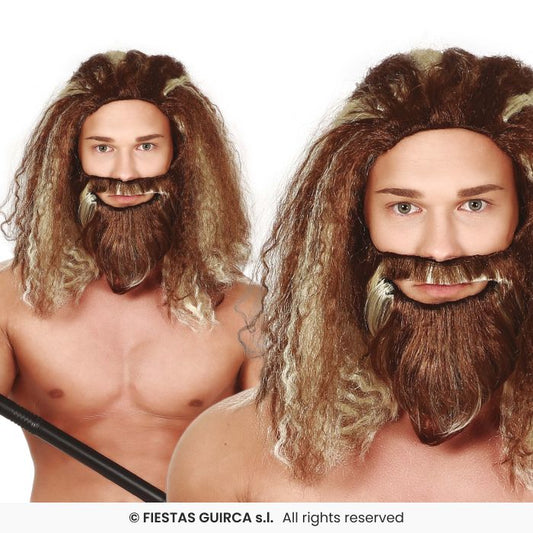 Sea Hero Wig Adults Curly Medieval Viking Warrior Wig Fancy Dress Accessory