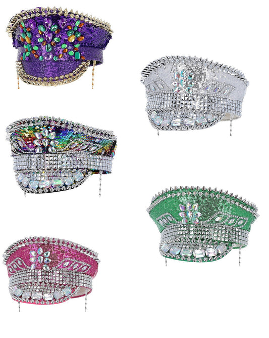 Fever Deluxe Sequin Studded Captains Hat