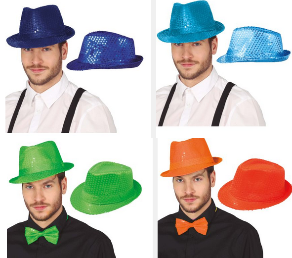 Sequin Hats Showtime Fancy Dress Fedora Hat Mens Ladies Musical Show