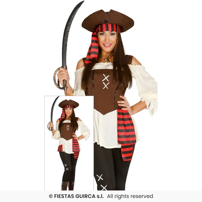 Seven Seas Pirate Lady Adult Pirates Fancy Dress Costume Ladies UK 8-18