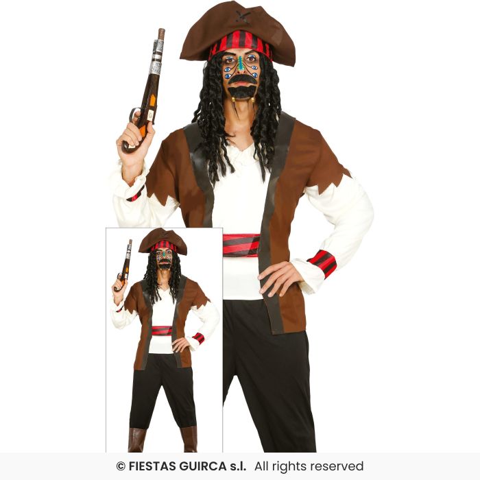 Seven Seas Pirate Mens Halloween Pirates Fancy Dress Costume Adults Deluxe