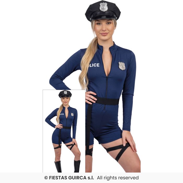 Sexy Police Officer Ladies Cop Costume Adults Fancy Dress Navy UK 8-16