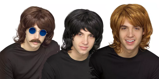 Shag Wig Mens Long 60s 70s Mens Disco Hippie Fancy Dress Wig Adults