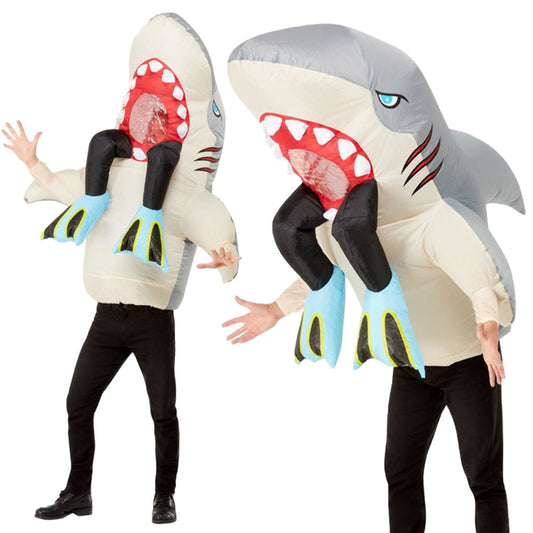 Inflatable Shark & Diver Costume, Grey