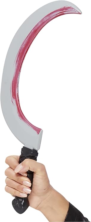 Sickle Sword Adults Bloody Halloween Weapon Plastic Fancy Dress Prop