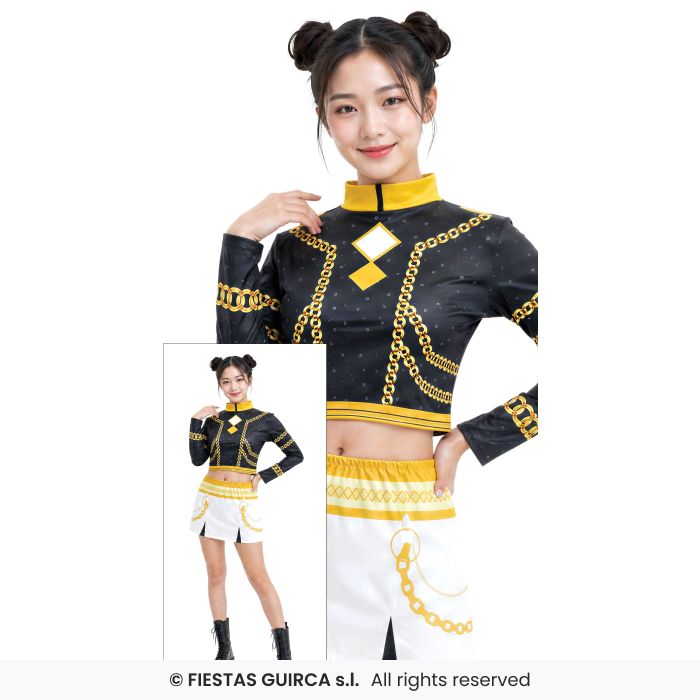 Pop Star Silver Lite Ladies Japanese K Pop Music Fancy Dress Costume