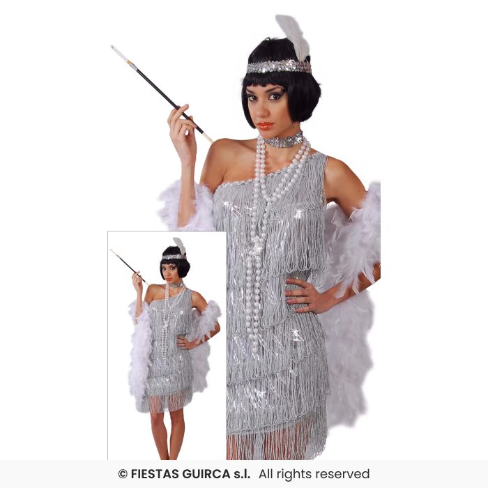 1920s Ladies Flapper Costume Sexy Charleston Flapper Fancy Dress Outfit Silver UK 8-18