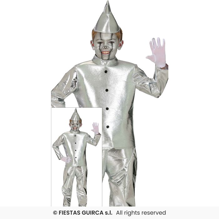 Boys Fairytale Book Day Silver Tin Fancy Dress Costume Silver Man Outfit Age 5-12