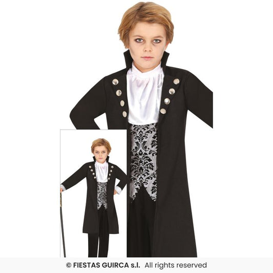 Silver Vampire Costume Boys Classic Victorian Vampire Fancy Dress Outfit Kids Aged 3-12