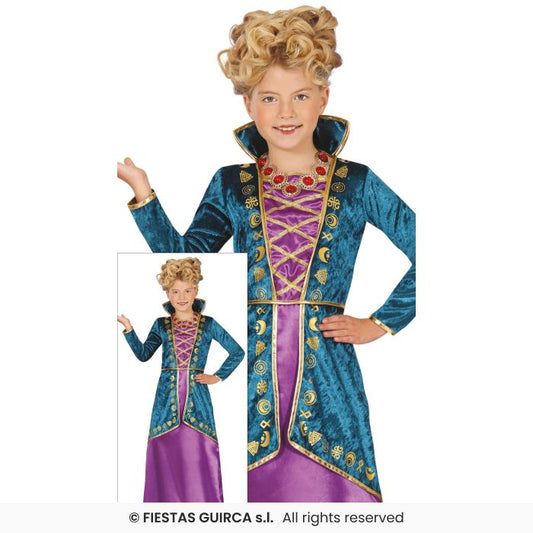 Purple Sisters Witch Girls Halloween Witches Fancy Dress Costume Age 3-12