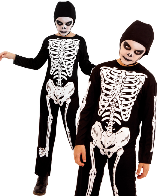 Skeleton Costume Boys Girls Skeleton Jumpsuit Halloween Fancy Dress Age 3-10