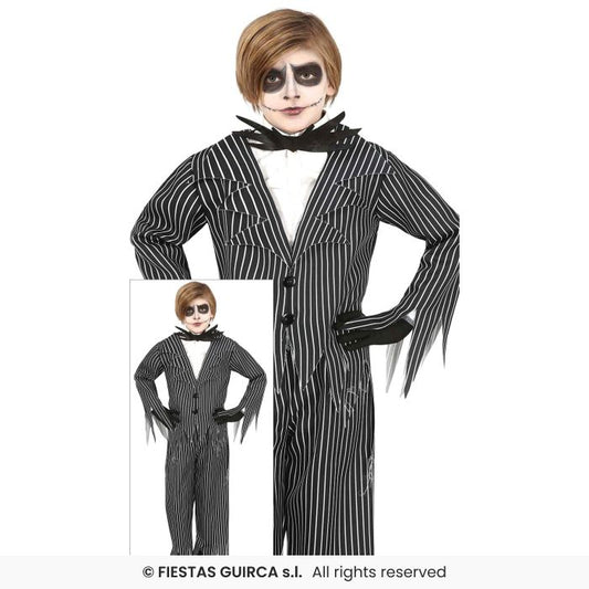 Mr Skeleton Boys Halloween Pin Stripe Suit Skeletons Fancy Dress Outfit Age 3-12