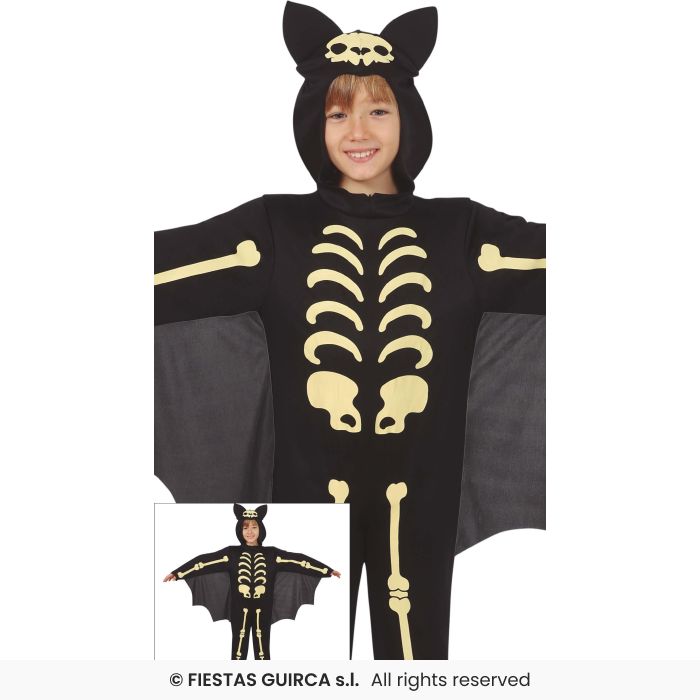 Kids Skeleton Bat Kids Halloween Fancy Dress Costume Boys Age 3-12