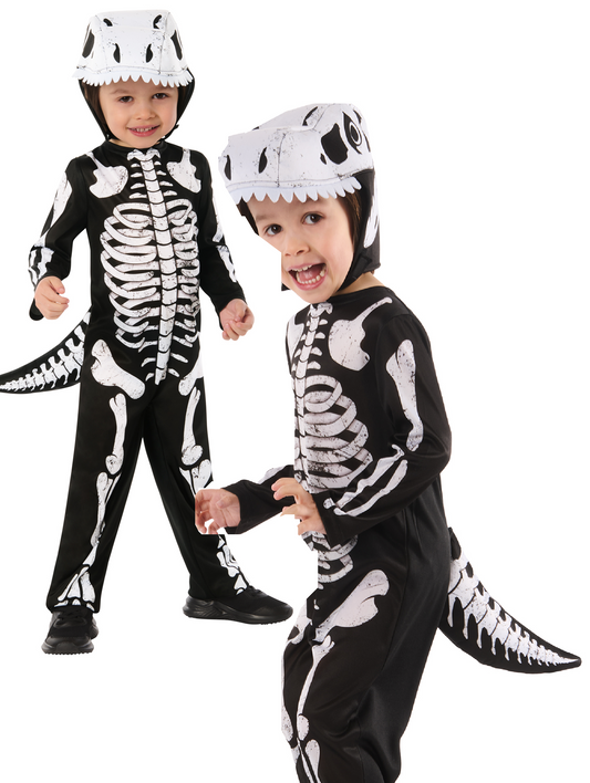 Skeleton Dinosaur Kids Fancy Dress Costume Boys Girls Halloween Age 2-6