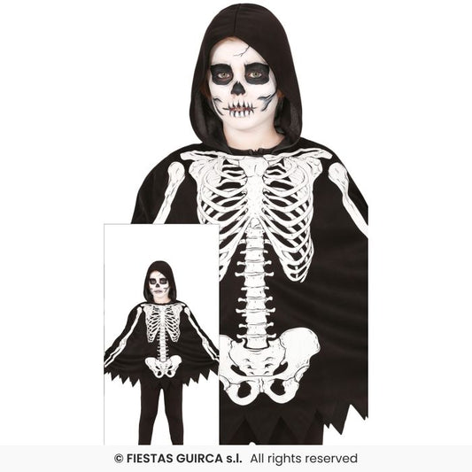 Skeleton Poncho Kids Halloween Fancy Dress Costume Boys Girls Outfit Age 7-9