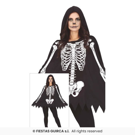 Skeleton Poncho Ladies Poncho Fancy Dress One Size