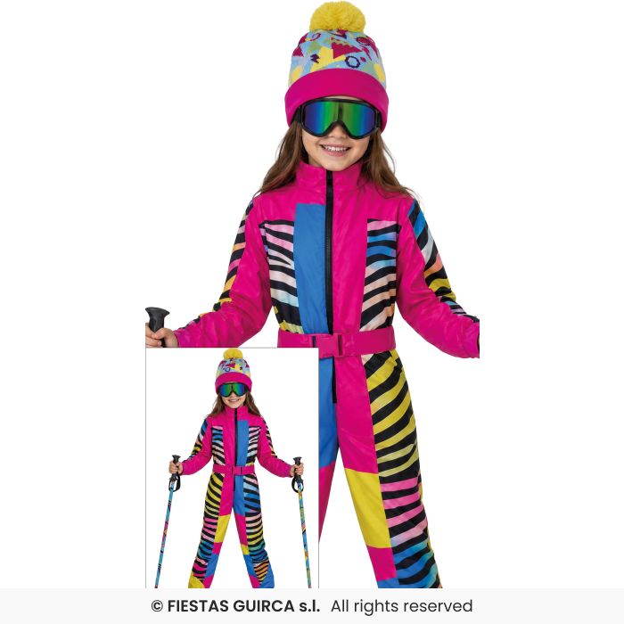 Neon Skier Costume Kids 80s Shellsuit Retro Disco Fancy Dress Outfit Age 5-12