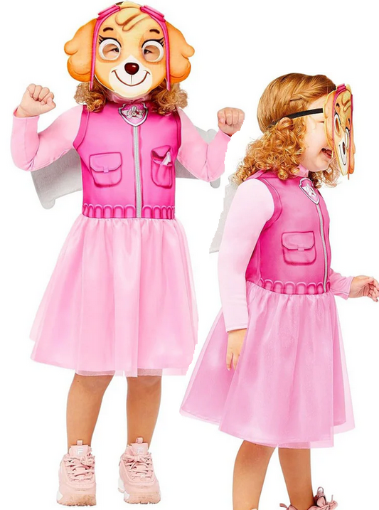 Paw Patrol Skye Costume Toddlers Kids Official Fancy Dress Outfit Age 3-6
