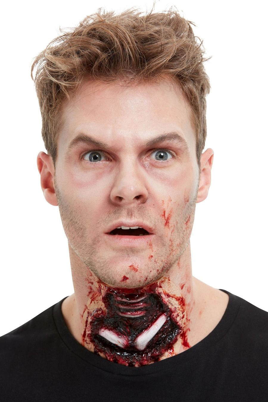 Zombie Exposed Throat Wound Scar Prosthetic Make Up Horror Fancy Dress Special FX
