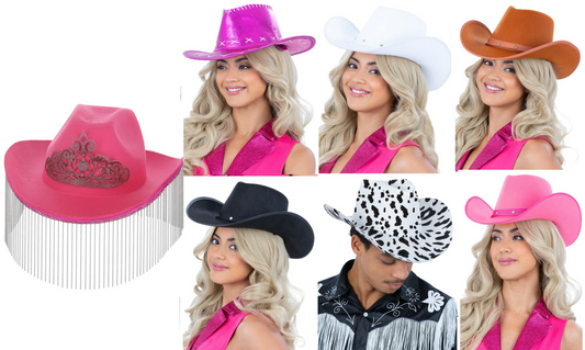 Cowboy Cowgirl Hat Western Wild West Concert Fancy Dress Accessory Adults Hat