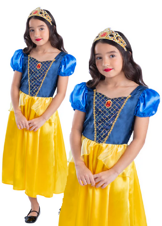 Snow Princess Costume Fairytale Girls Book Day Fancy Dress Outfit Age 4-12