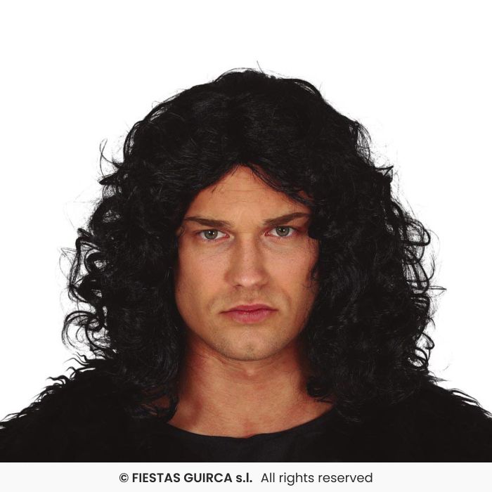 Snow Warrior Wig Mens Black Curly Wig Fancy Dress Accessory Adults