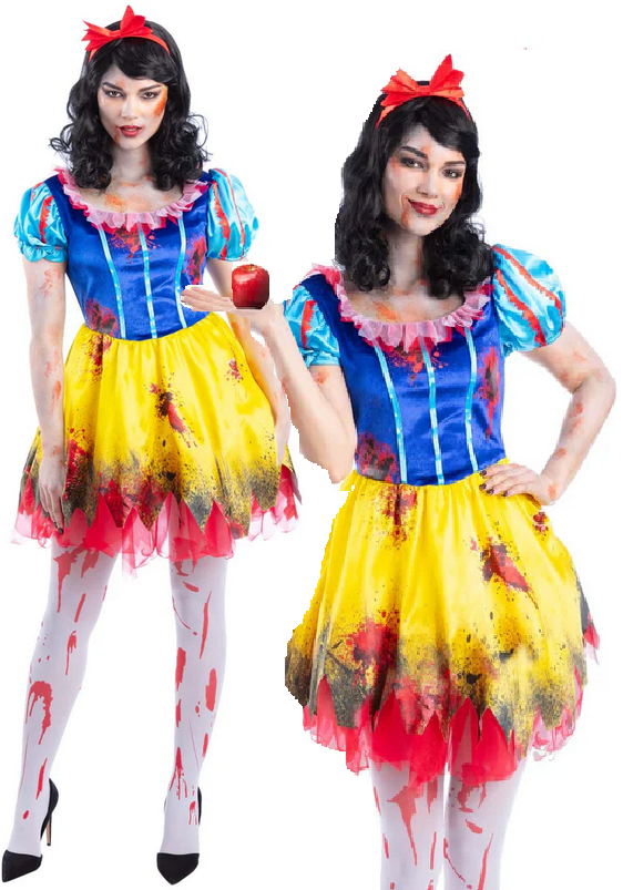 Zombie Apple Princess Costume Fairytale Halloween Snow Fancy Dress UK 4-18