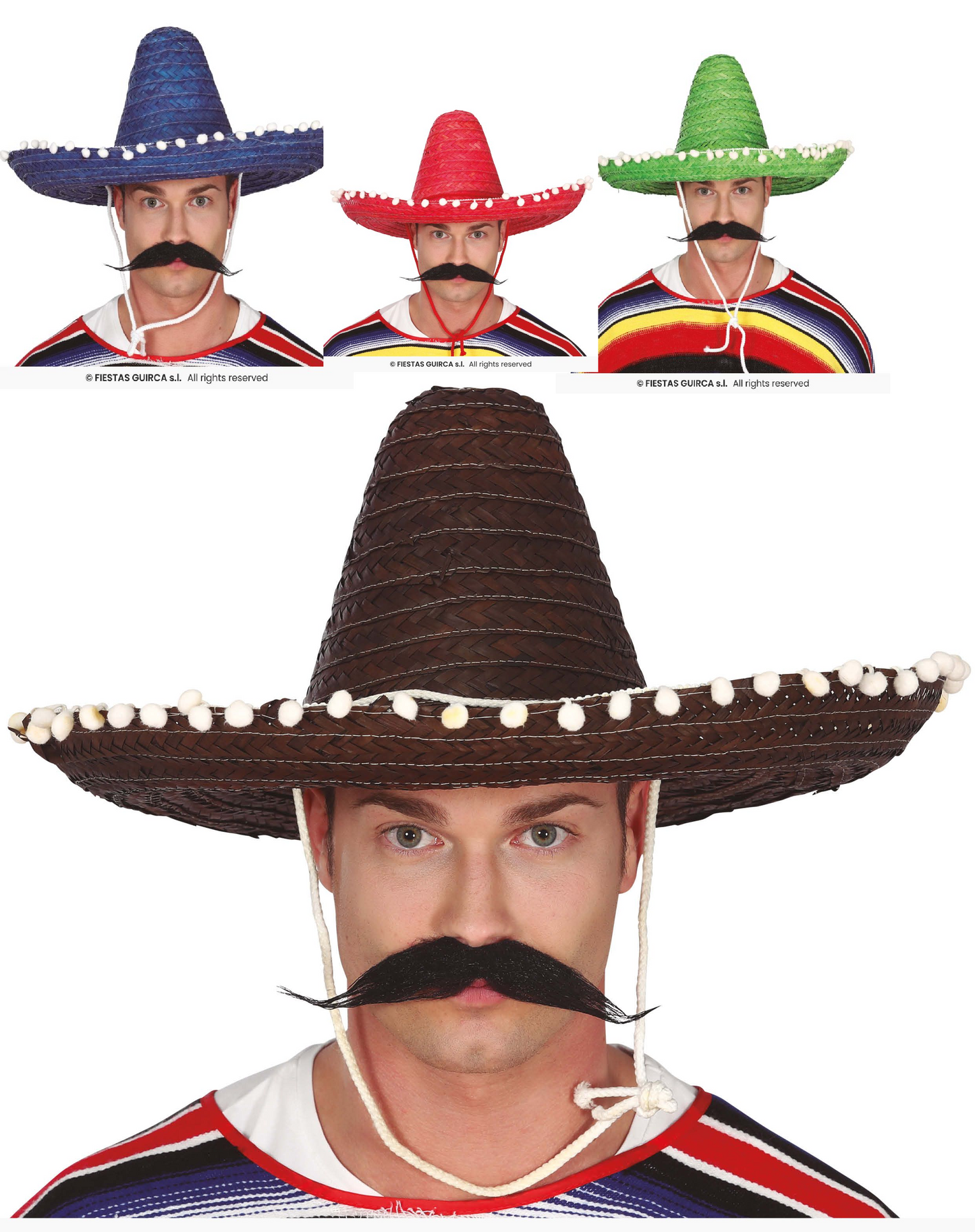 Mexican Straw Hat 50cm Sombrero Mens Ladies Fancy Dress Accessory Multi