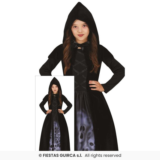 Black Hooded Robe Soul Hunter Kids Halloween Fancy Dress Costume Age 3-12