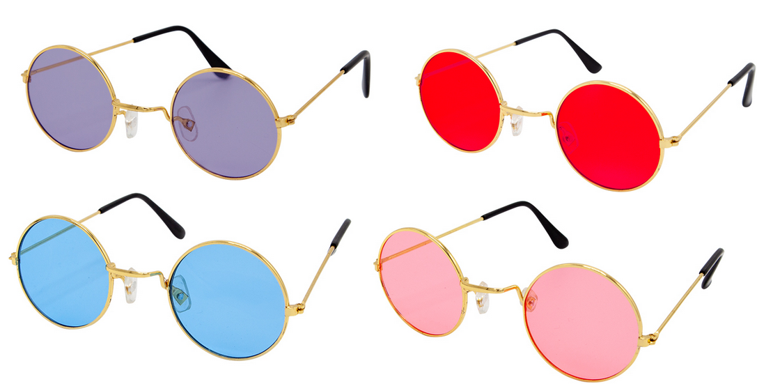 Hippie Specs Hippy Glasses Adults 60s 70s Fancy Dress Party Prop Circle Sunglasses