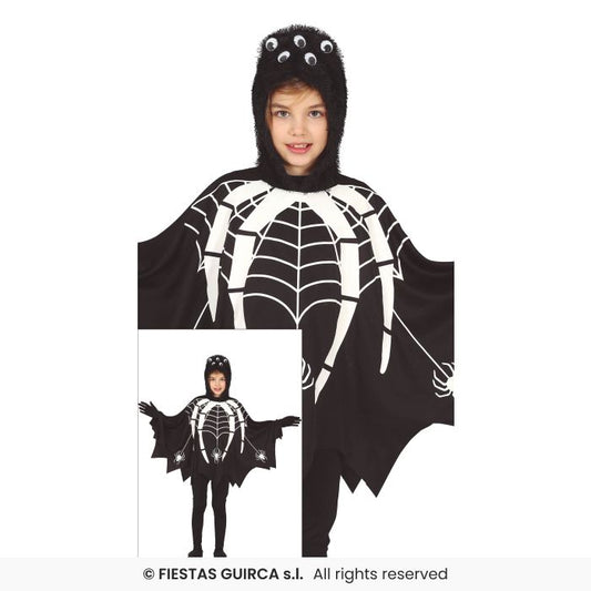 Glow In The Dark Skeleton Poncho Kids Halloween Fancy Dress Outfit Age 3-12