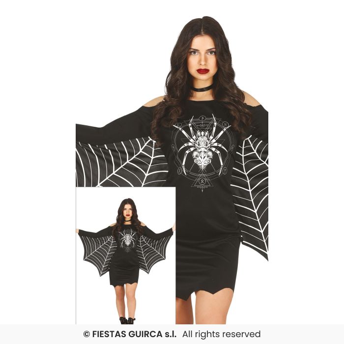 Spider Dress Ladies Black Widow Halloween Fancy Dress Costume UK 8-16
