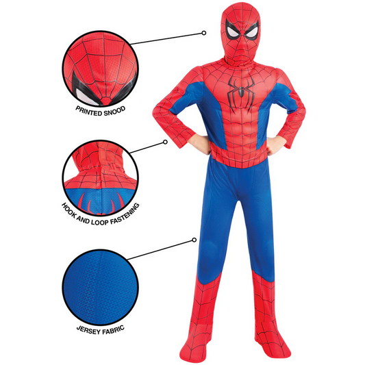 Spider-Man Deluxe Superhero Costume Kids Fancy Dress Spiderman Outfit Age 3-8