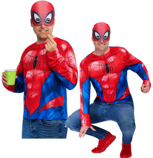 Spiderman Costume Mens Spider-Man Superhero Official Fancy Dress Outfit