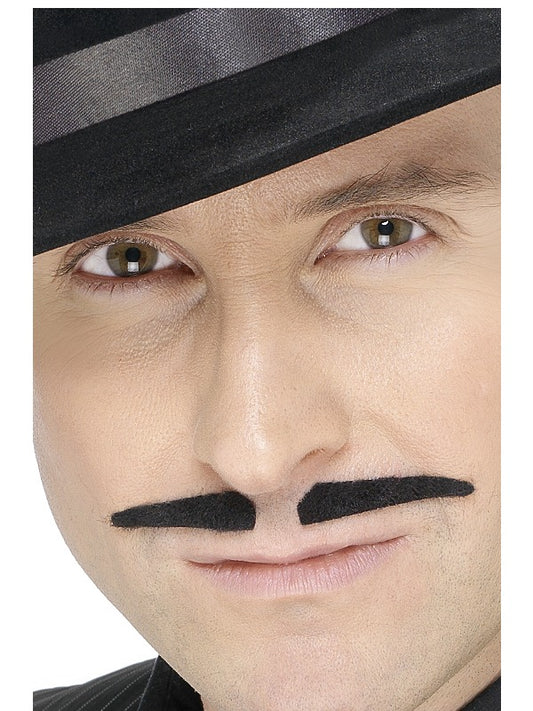 Black Spiv Tash 1920s 20s 30s 40s Adult Moustache Mens Fancy Dress Accessory