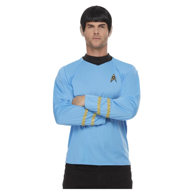 Star Trek Original Series Sciences Uniform Blue Spok Licensed Mens Fancy Dress