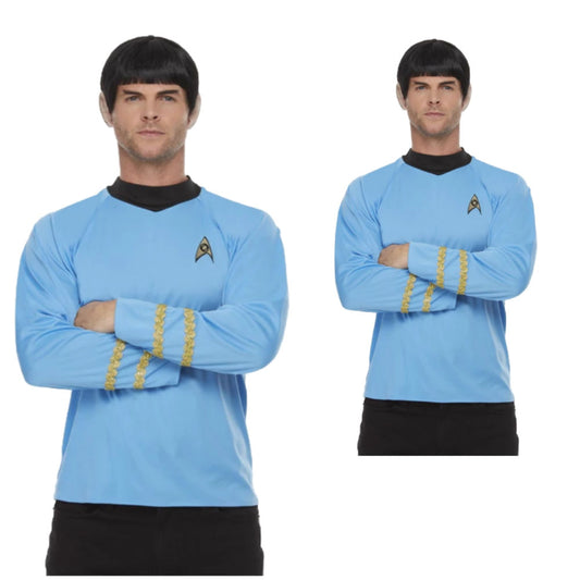 Star Trek Original Series Sciences Uniform Blue Spok Licensed Mens Fancy Dress