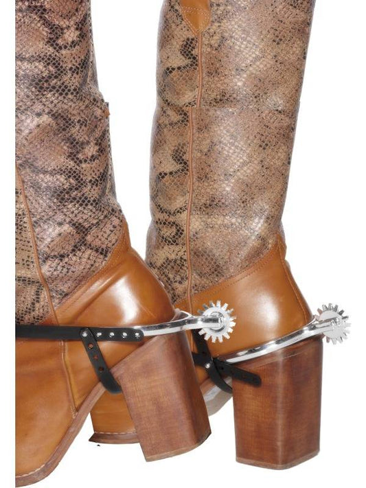 Cowboy Spurs Plastic Wild West Adults Fancy Dress Outlaw Accessory