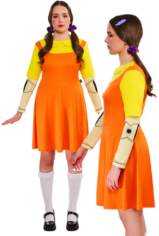 Girl Doll Ladies Squid Games Fancy Dress Costume Netflix Series Adults UK 6-22