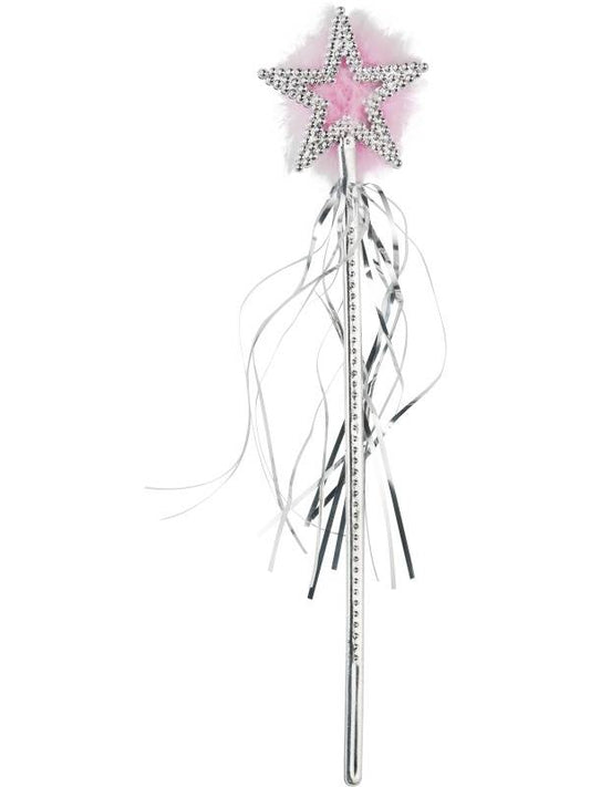 Girls Fairy Wand Fairytale Kids Fancy Dress Wand With Feathers & Tinsel