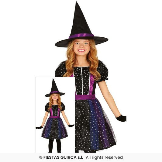 Starried Witch Girls Halloween Witches Fancy Dress Costume Kids Age 3-12