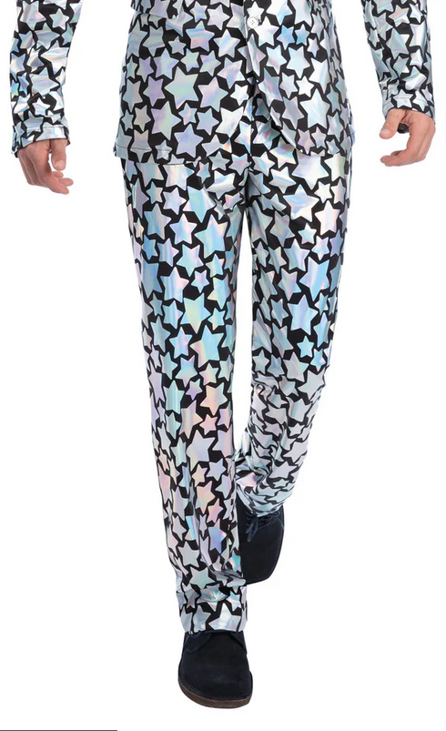 Star Gazer Trousers Holographic Iridescent Mens 70s Disco Fancy Dress